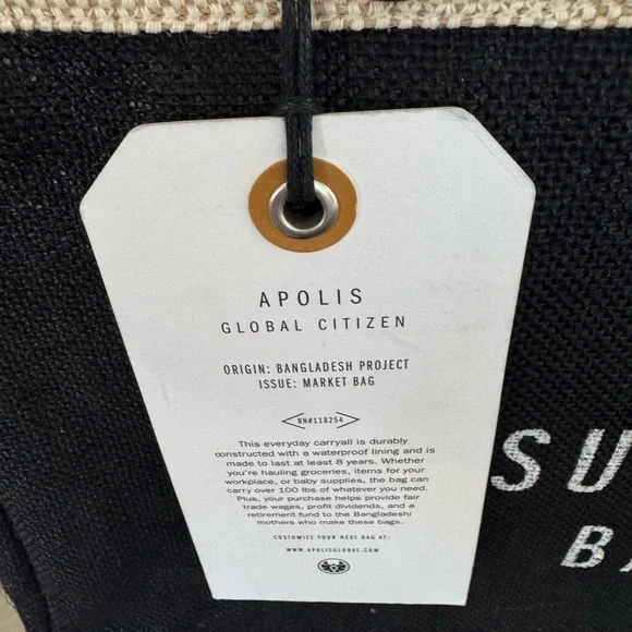 New, Apolis Black and Tan '”My Sunday Bag'” Market Bag - Picture 3 of 6